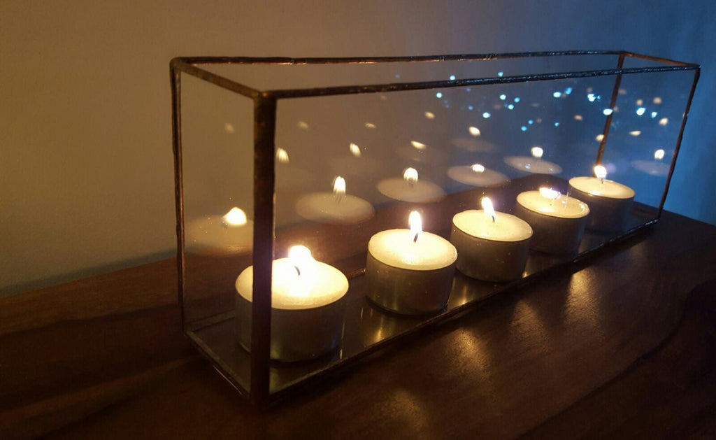 Handmade Long Glass Tealight Holder, Airplant Display Box, Wedding Decoration