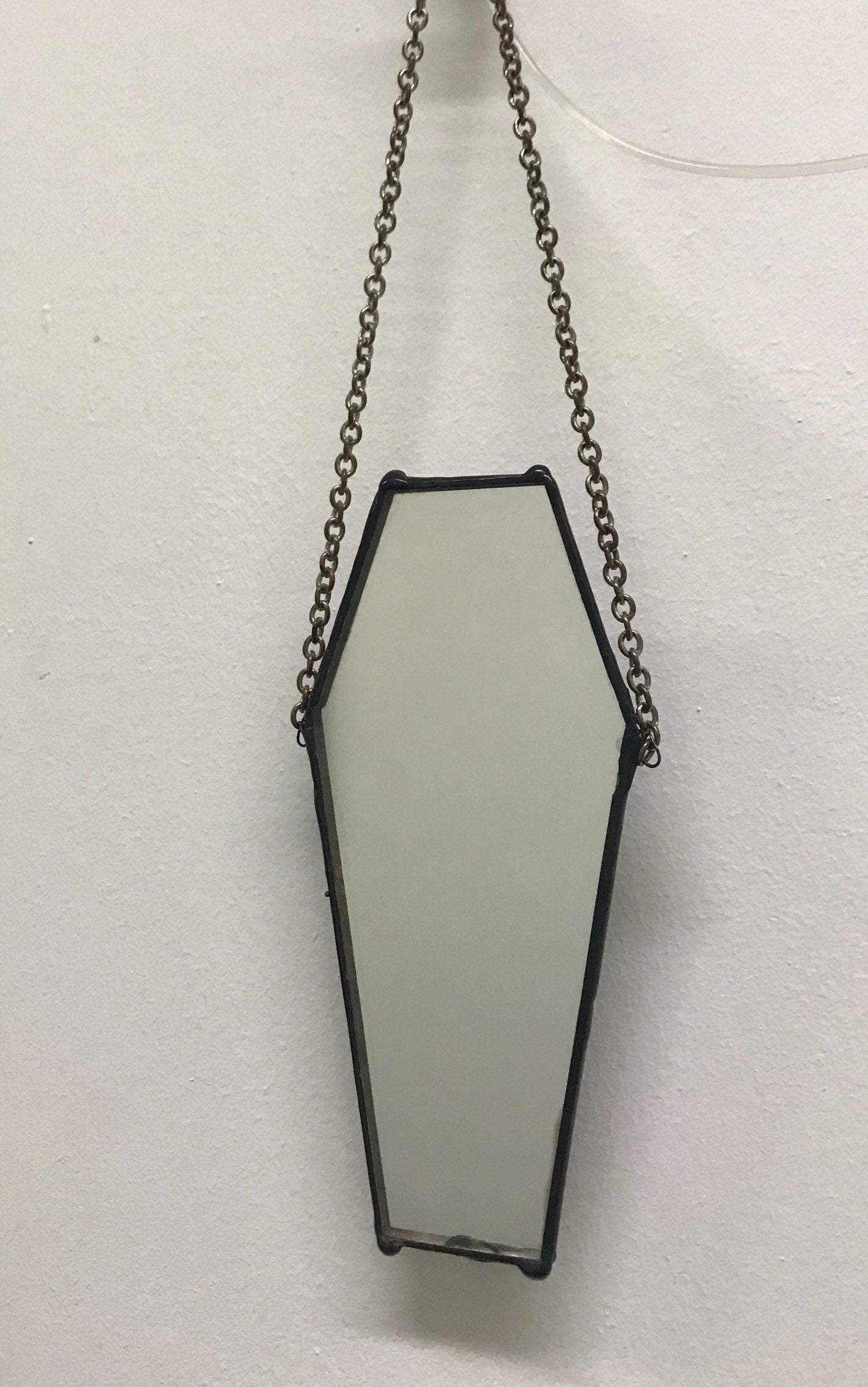 Gothic Coffin Mirror in recycled glass, Chaos Wall Decor, Goth Gift (12cm)
