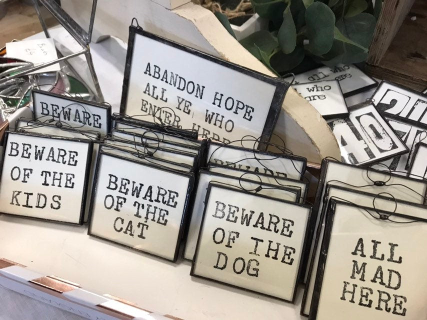 Handmade Vintage Style Beware Sign, Funny Warning Door Decor