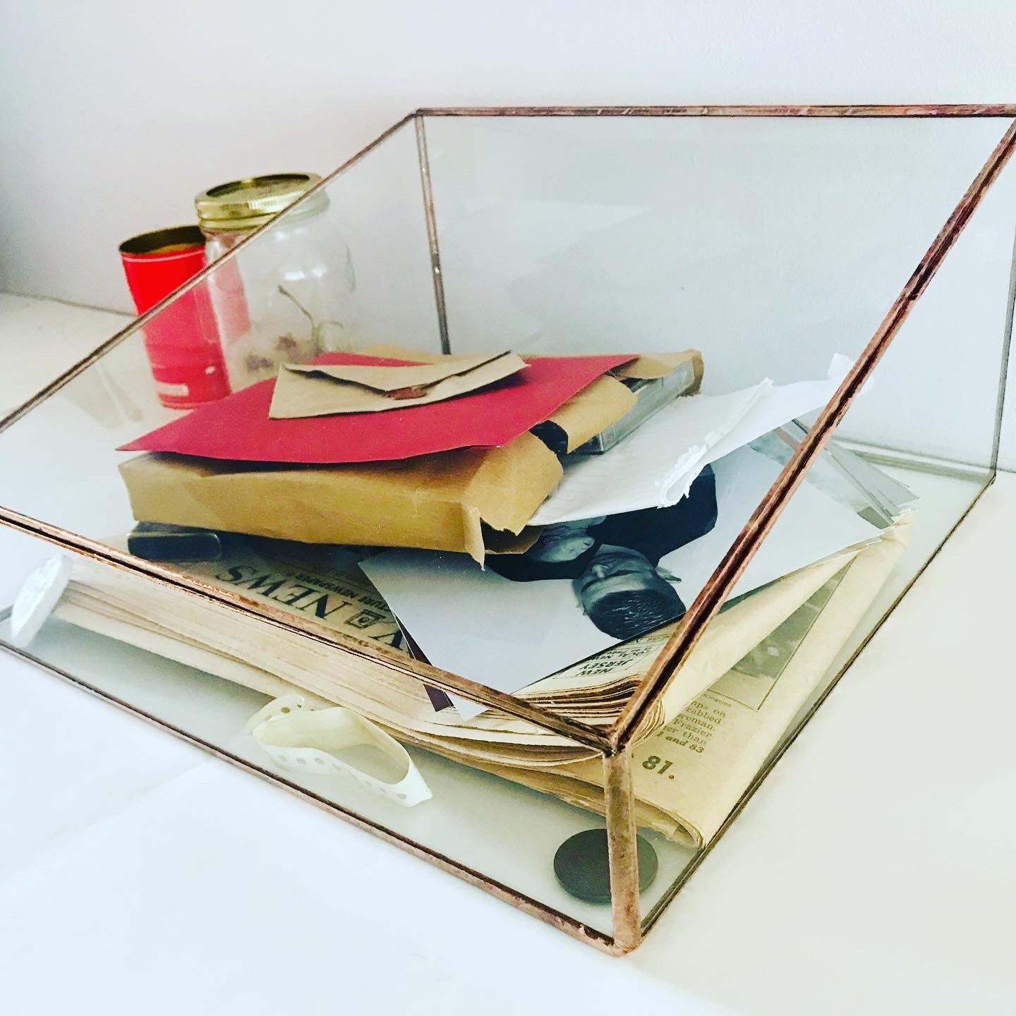 Hinged Glass Display Case, Jewellery & Keepsake Box, Handmade