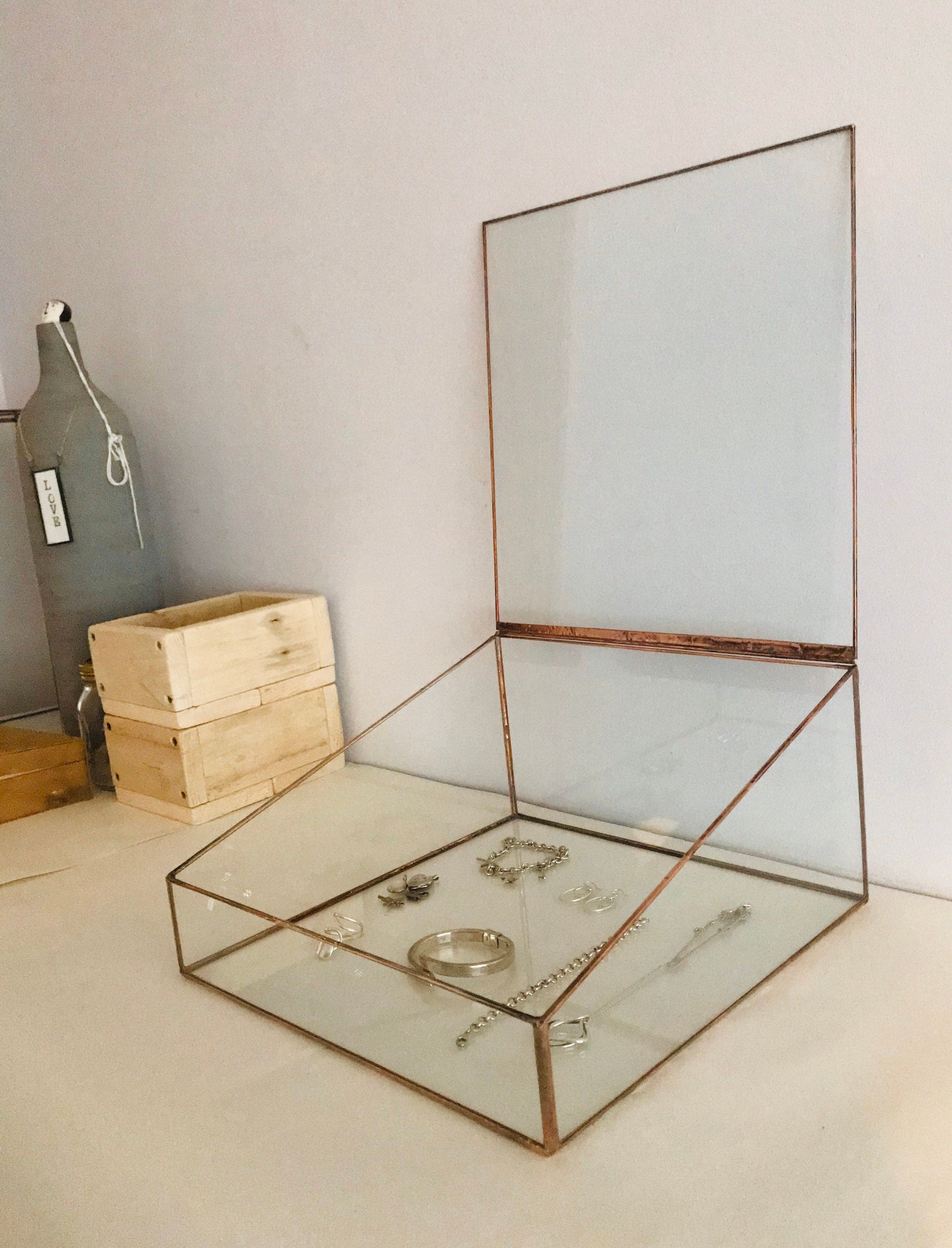 Hinged Glass Display Case, Jewellery & Keepsake Box, Handmade