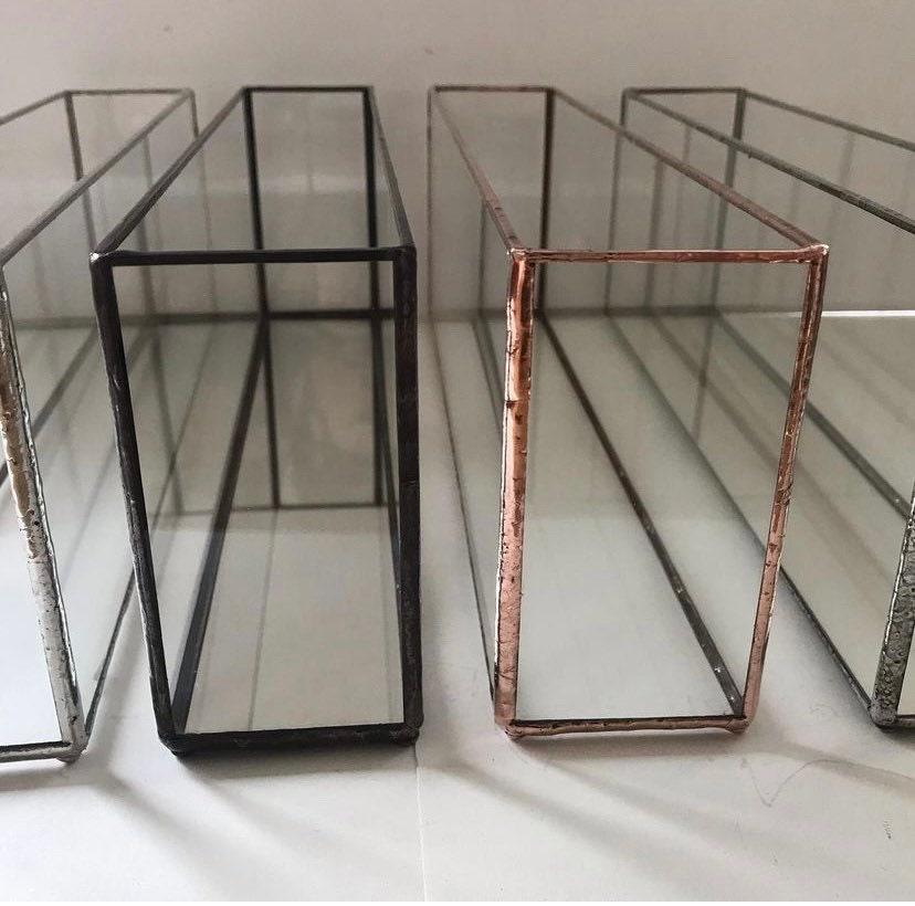 Handmade Long Glass Tealight Holder, Airplant Display Box, Wedding Decoration
