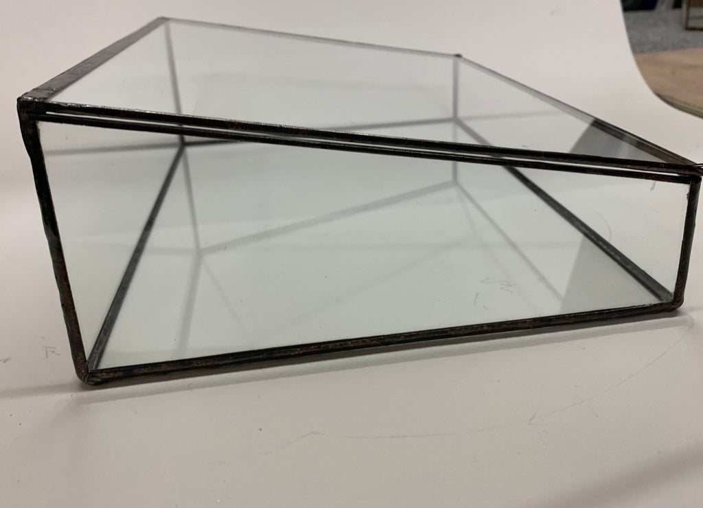 Vintage Style Glass Display Case: Hinged Lid Keepsake Box