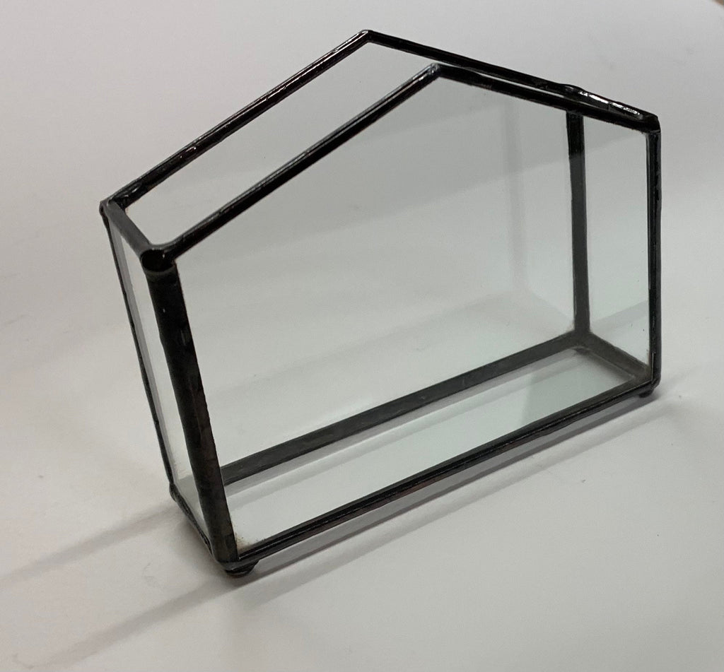 Handmade Glass Business Card Holder, Minimalist House Box