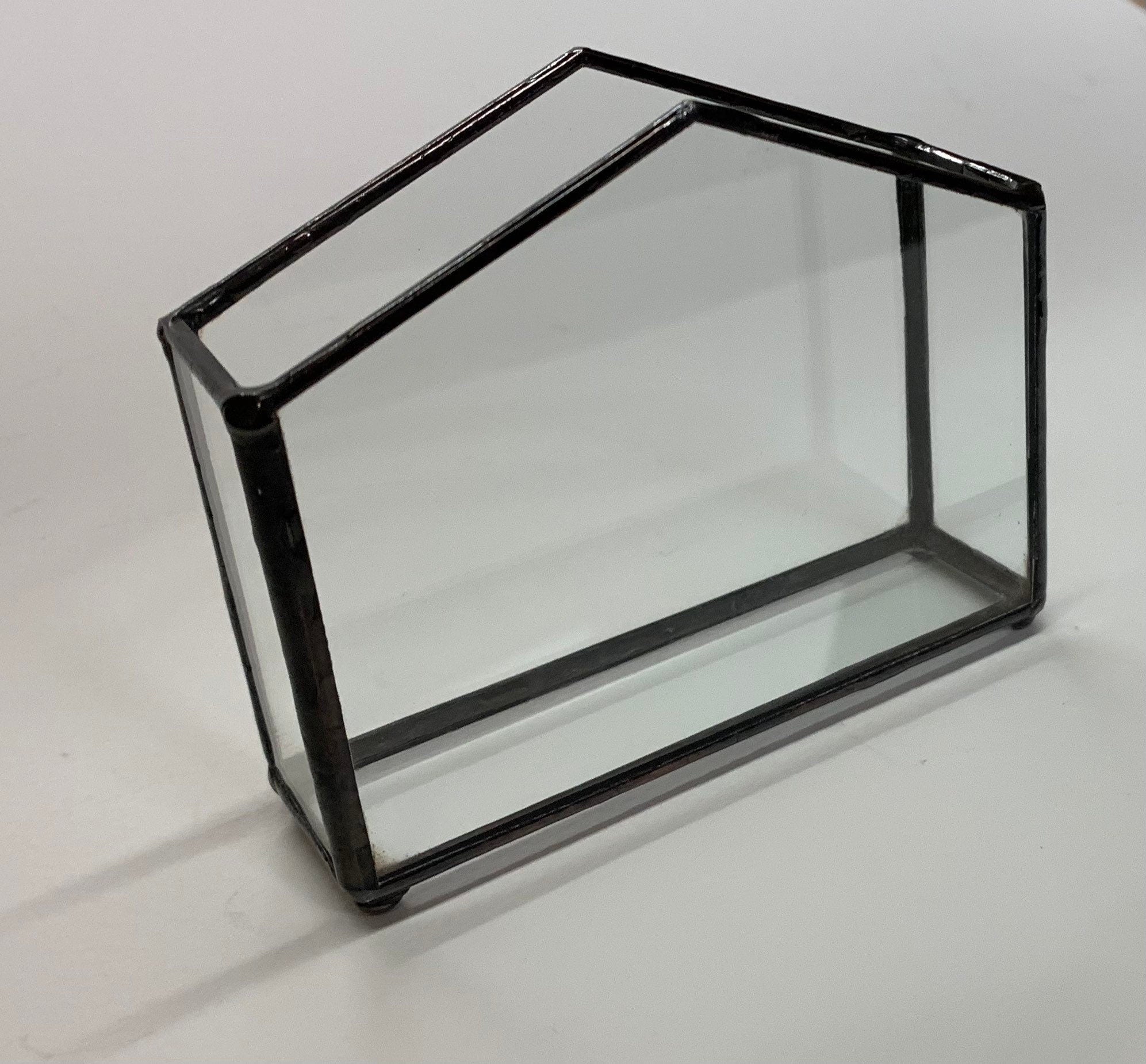 Handmade Glass Business Card Holder, Minimalist House Box