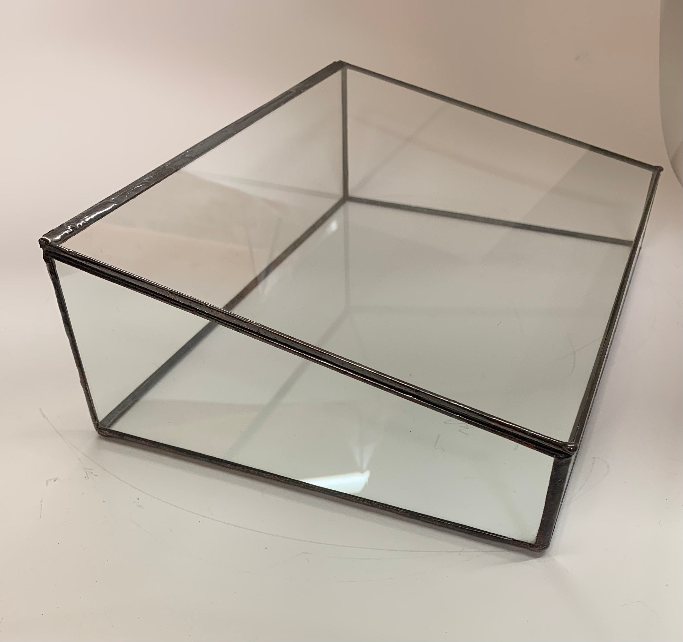 Vintage Style Glass Display Case: Hinged Lid Keepsake Box