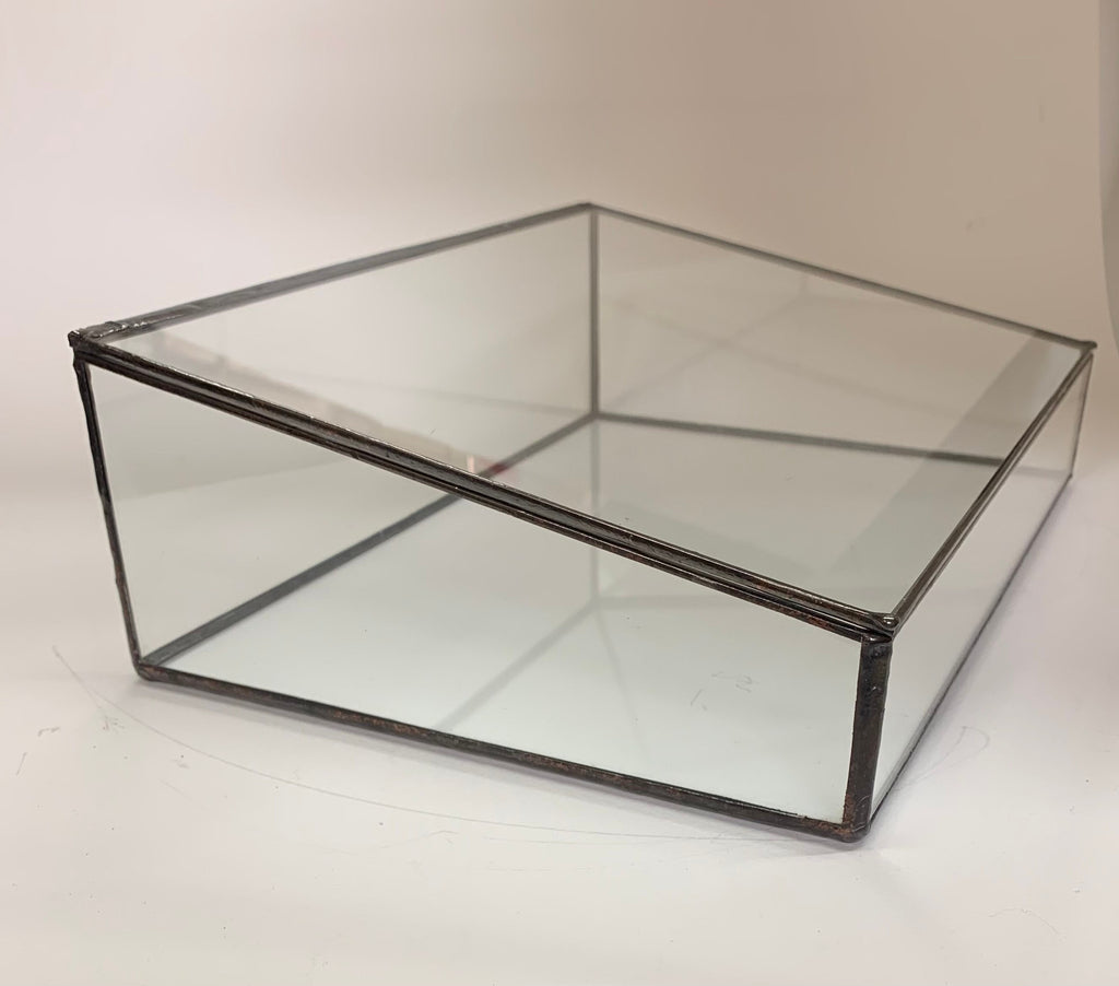 Vintage Style Glass Display Case: Hinged Lid Keepsake Box