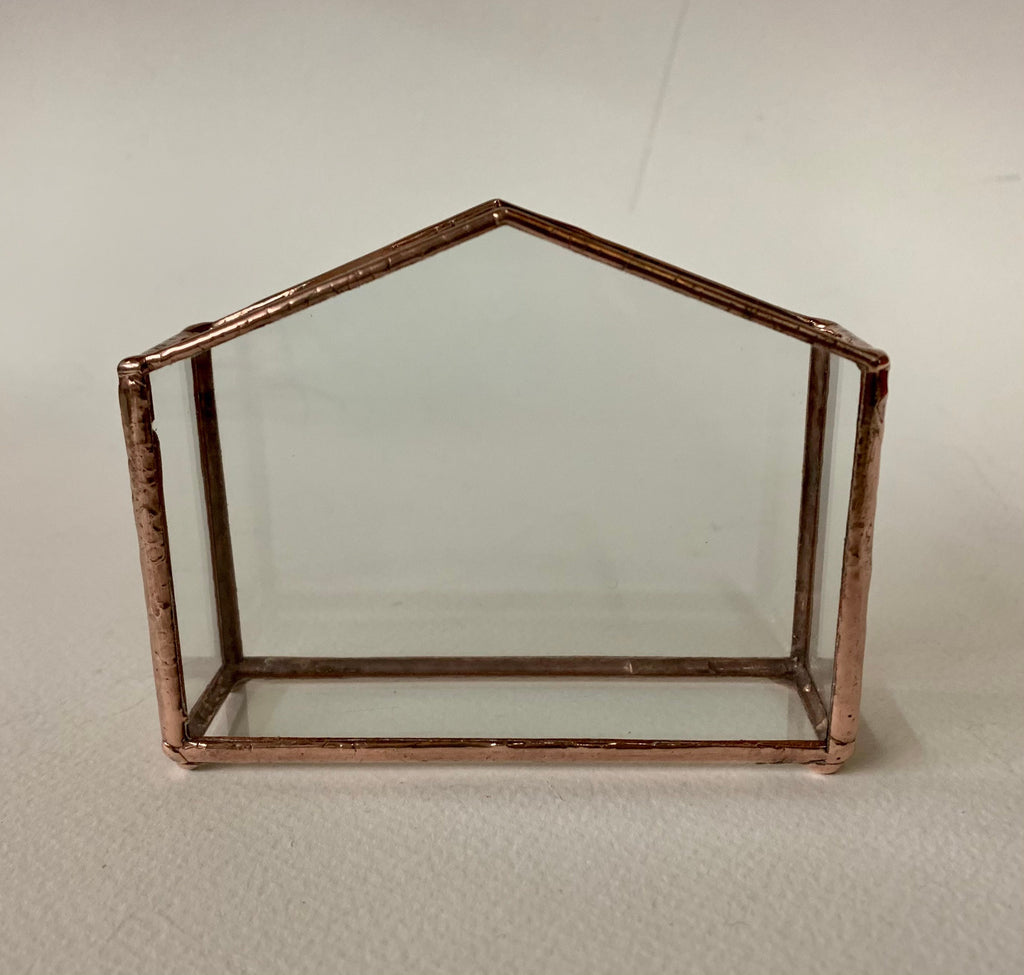 Handmade Glass Business Card Holder, Minimalist House Box