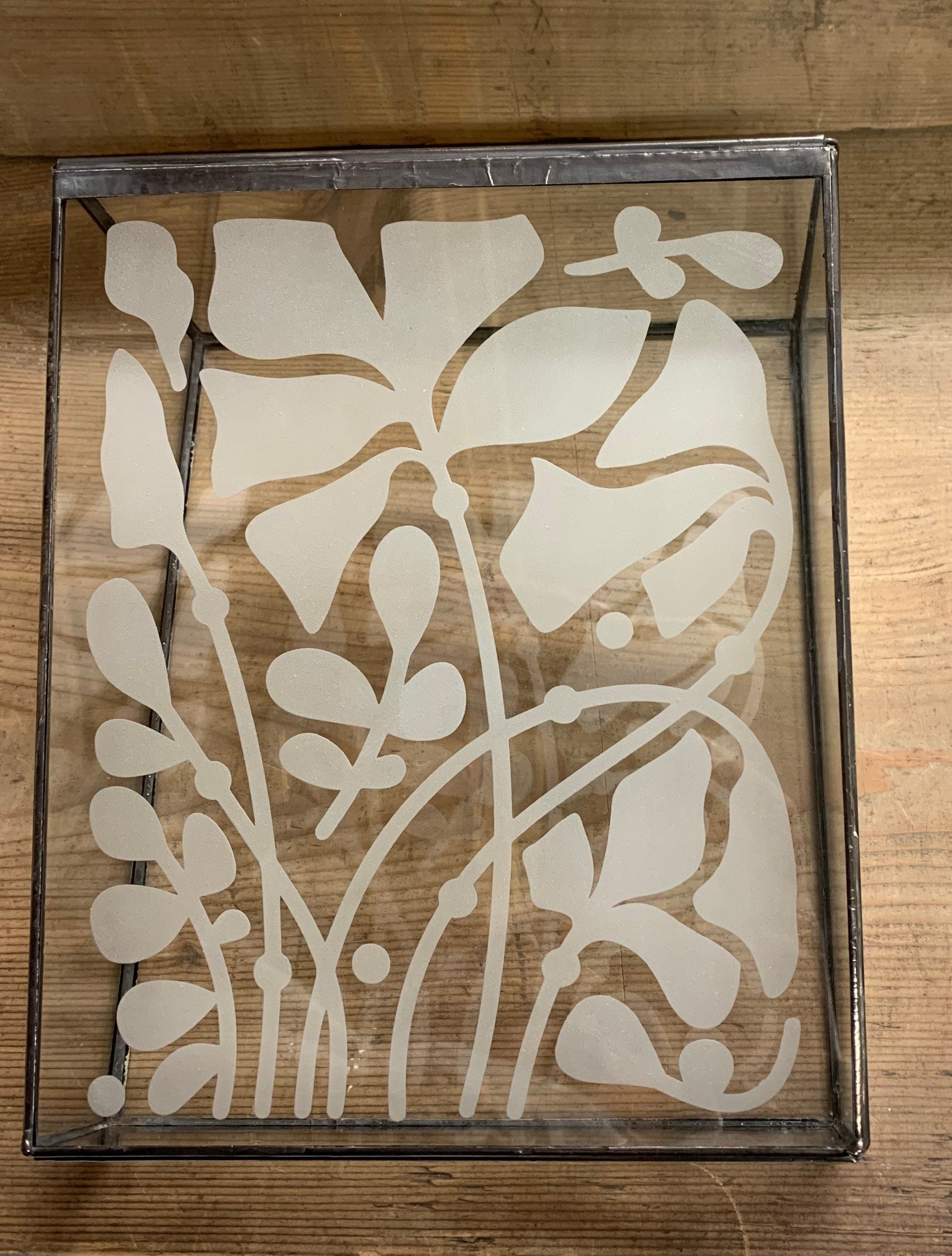 Etched Glass Keepsake Box: Floral Sandblasted Jewellery Organiser
