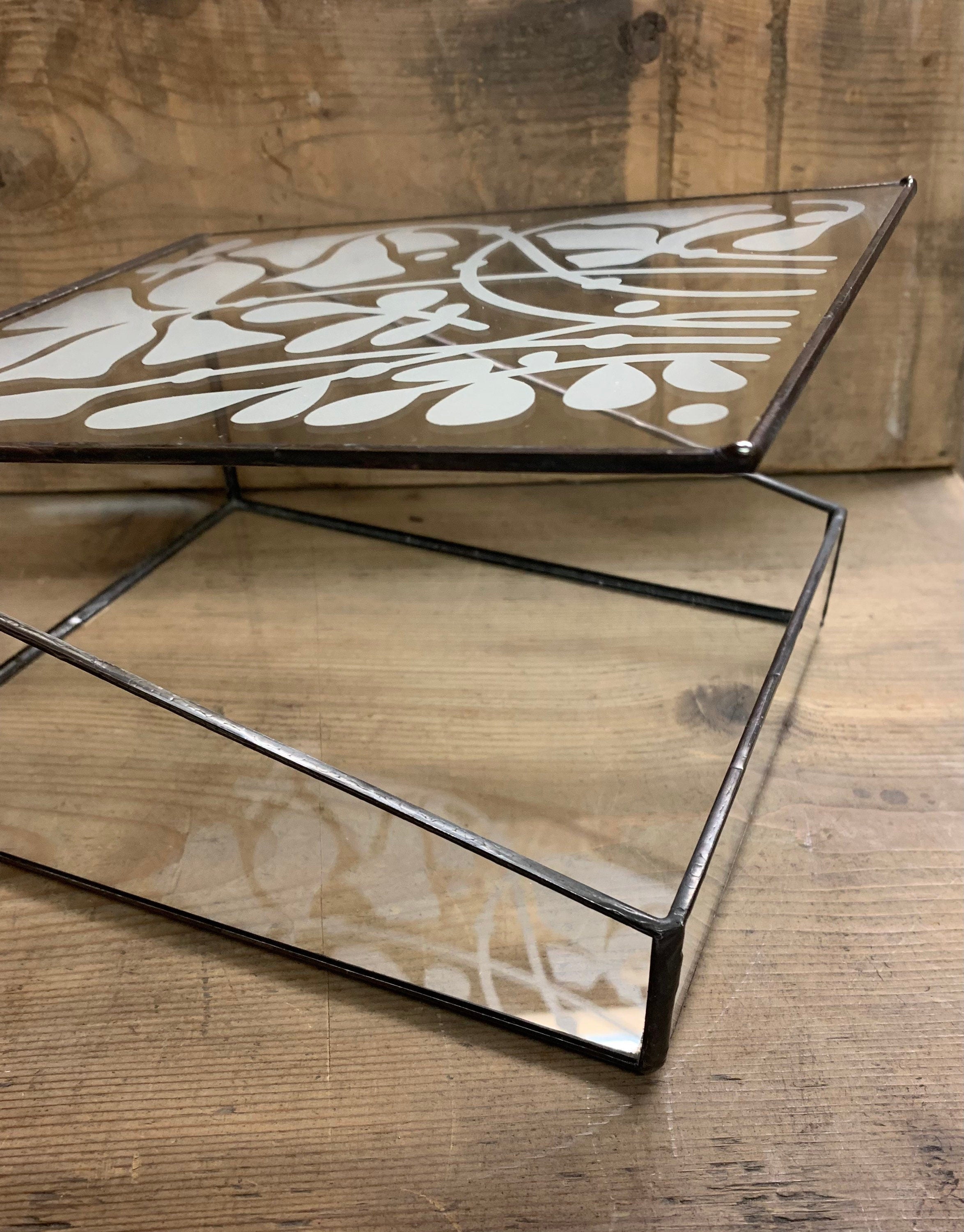 Etched Glass Keepsake Box: Floral Sandblasted Jewellery Organiser