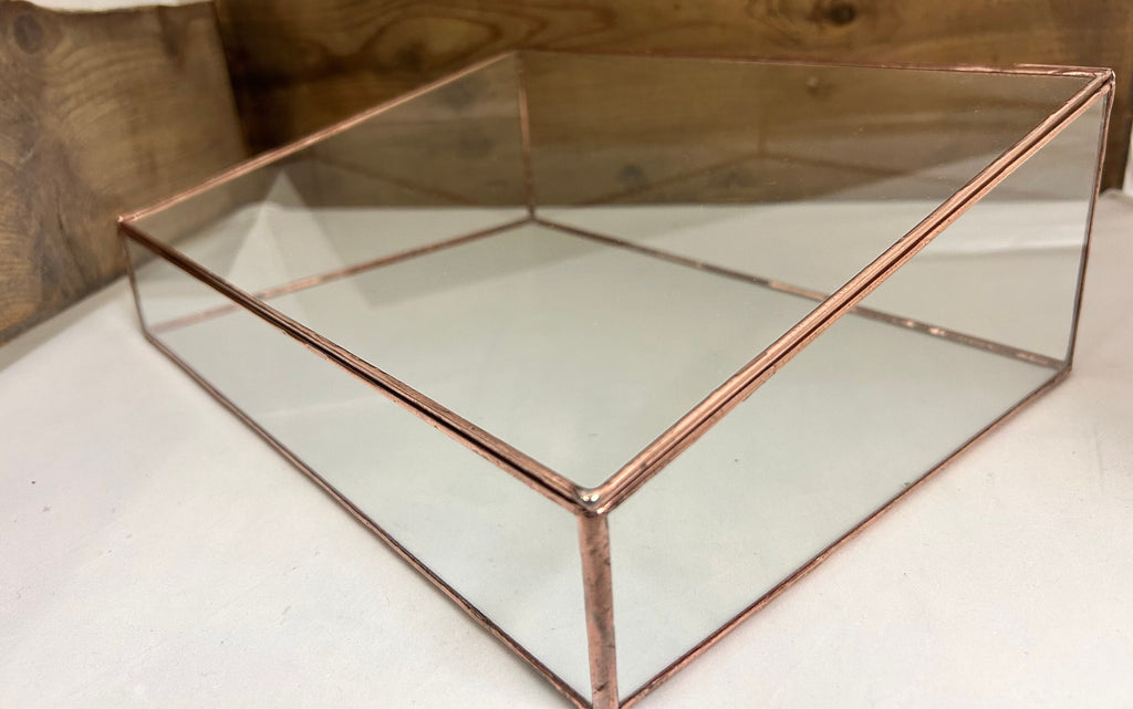 Vintage Style Glass Display Case: Hinged Lid Keepsake Box