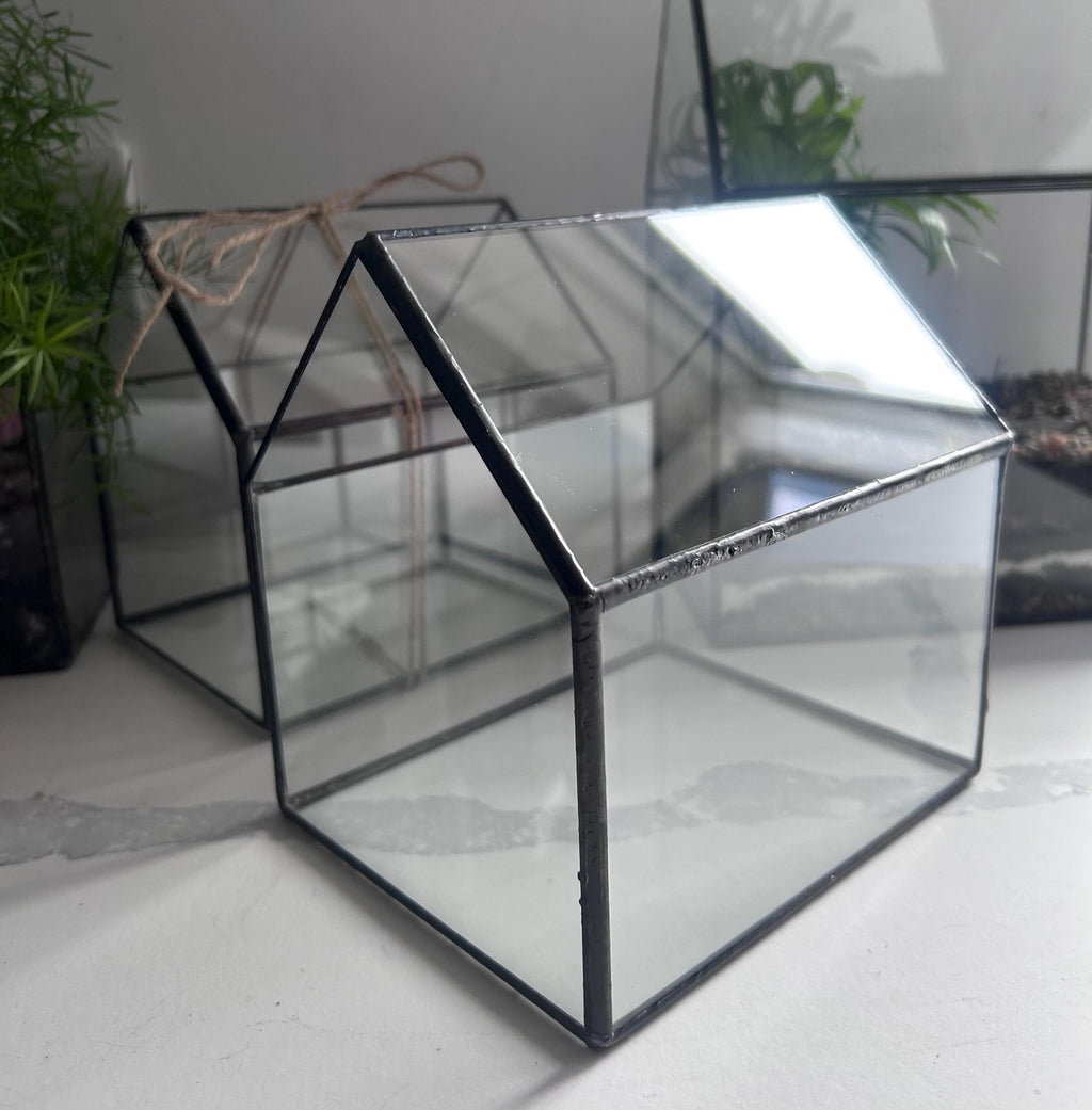 Recycled Glass House Terrarium, New Home Decor (15cm)
