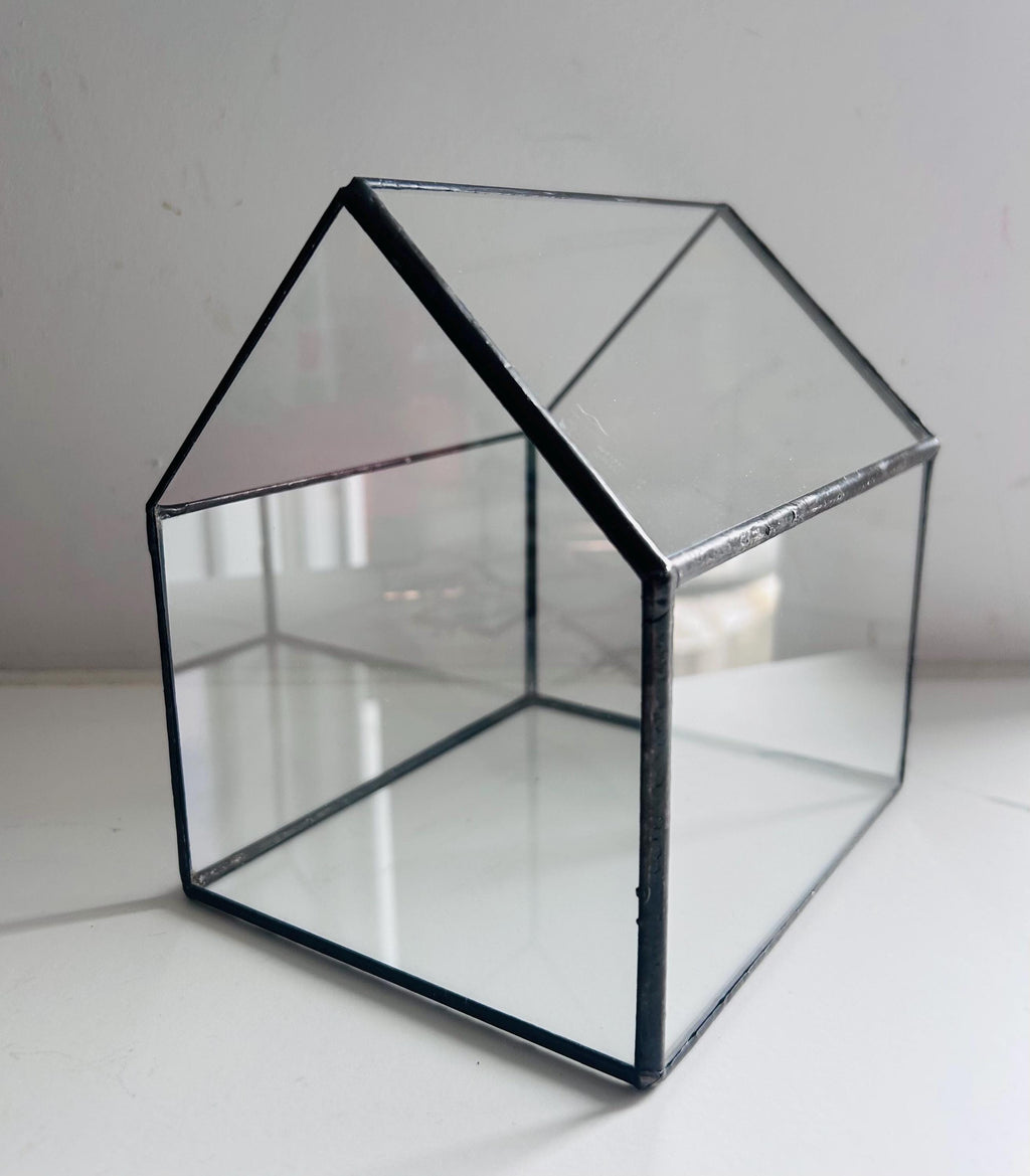 Recycled Glass House Terrarium, New Home Decor (15cm)