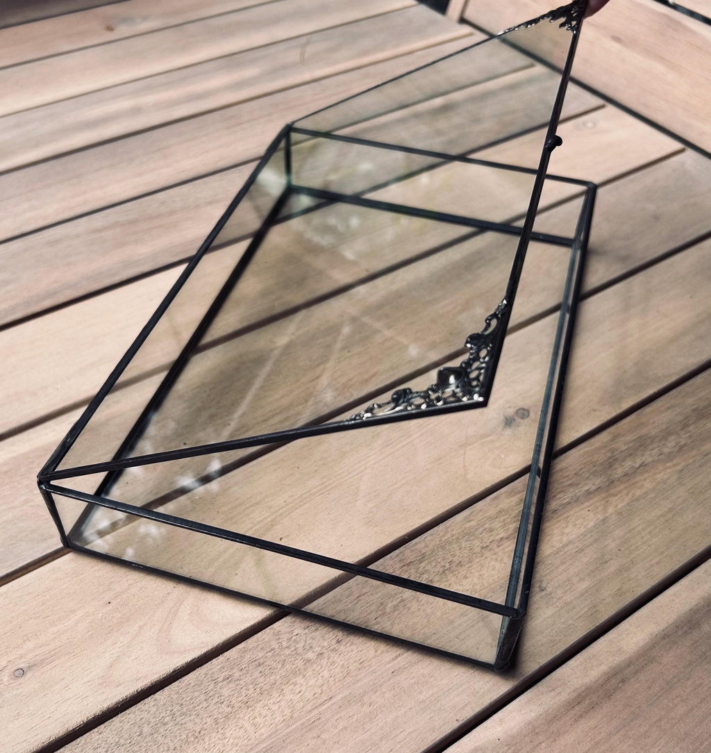 Handmade Glass Memory Box: Hinged Lid, Vintage Style